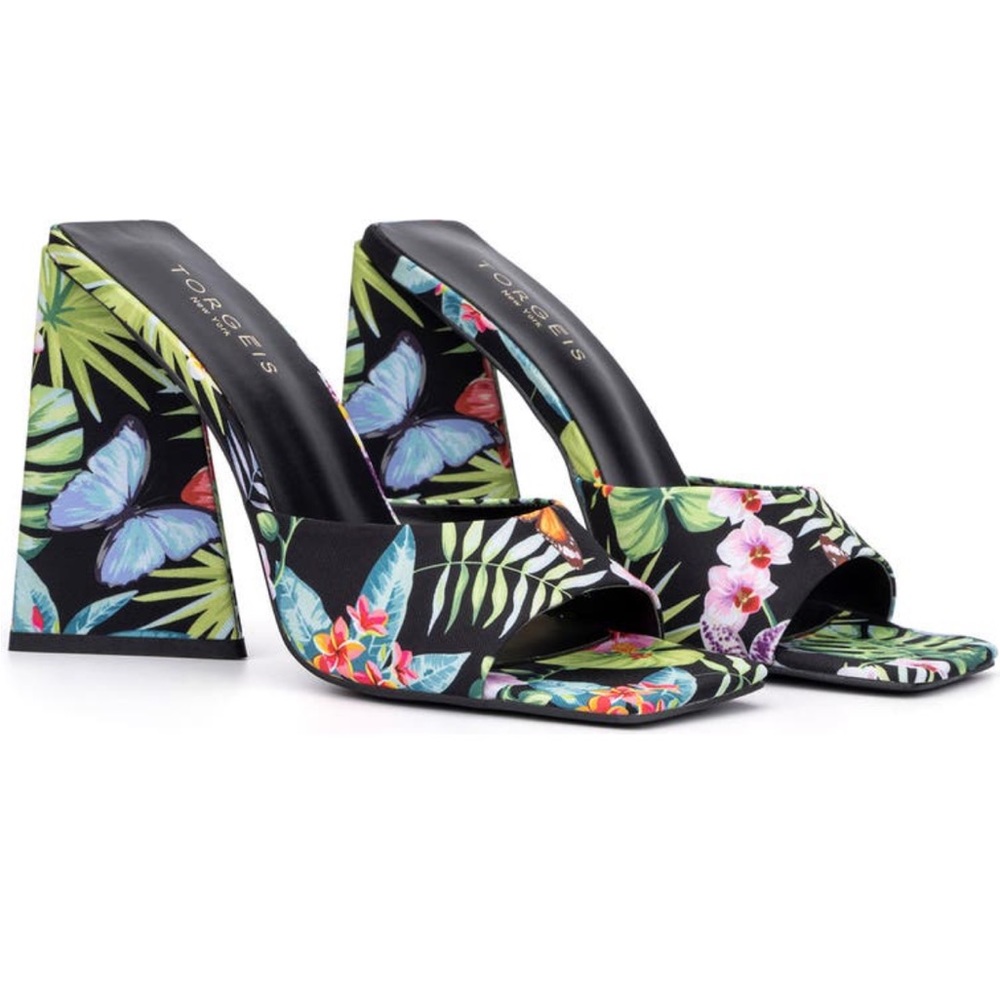 🌺Torgeis Paradise Tropical Mules Block High Heel